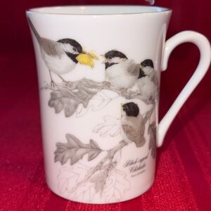 Vtg 1980s Otagiri and Gibson Greeting Cards Black Capped Chickadee Coffee Mug